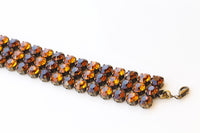Vintage-Style Brown and Orange Chunky Evening Tennis Bracelet – Statement Bangle