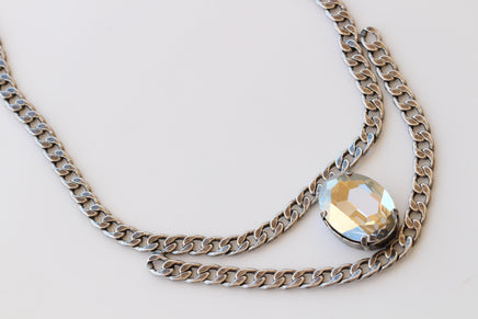 Black Silver Layered Chunky Statement Necklace – Evening Jewelry, Mother of the Bride Accessory