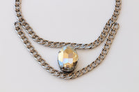 Black Silver Layered Chunky Statement Necklace – Evening Jewelry, Mother of the Bride Accessory