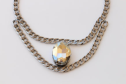 Black Silver Layered Chunky Statement Necklace – Evening Jewelry, Mother of the Bride Accessory