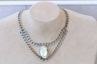 Black Silver Layered Chunky Statement Necklace – Evening Jewelry, Mother of the Bride Accessory