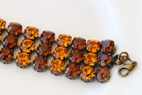 Vintage-Style Brown and Orange Chunky Evening Tennis Bracelet – Statement Bangle