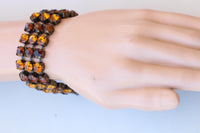 Vintage-Style Brown and Orange Chunky Evening Tennis Bracelet – Statement Bangle