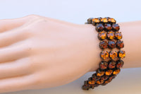 Vintage-Style Brown and Orange Chunky Evening Tennis Bracelet – Statement Bangle