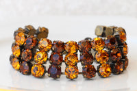 Vintage-Style Brown and Orange Chunky Evening Tennis Bracelet – Statement Bangle