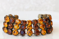 Vintage-Style Brown and Orange Chunky Evening Tennis Bracelet – Statement Bangle