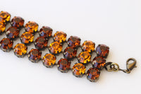 Vintage-Style Brown and Orange Chunky Evening Tennis Bracelet – Statement Bangle