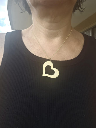 Heart Asymmetric Large Pendant Necklace – Unique Anniversary Jewelry Gift for Her