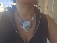 Bohemian Asymmetric Silver Heart Statement Necklace with Beads
