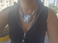 Bohemian Asymmetric Silver Heart Statement Necklace with Beads
