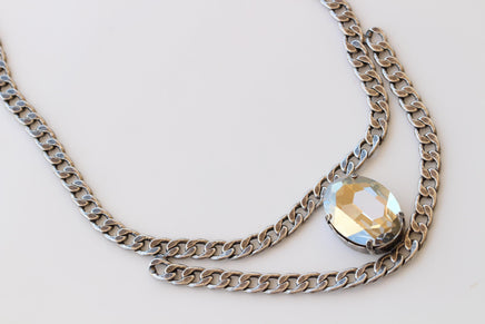 Black Silver Layered Chunky Statement Necklace – Evening Jewelry, Mother of the Bride Accessory