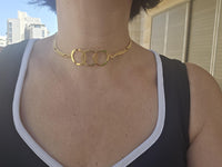 Gold Infinity Jewelry , Three Circle Choker Necklace , Minimalist Collar Necklace