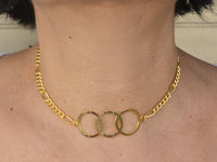 Gold Infinity Jewelry , Three Circle Choker Necklace , Minimalist Collar Necklace