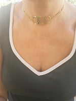 Gold Infinity Jewelry , Three Circle Choker Necklace , Minimalist Collar Necklace