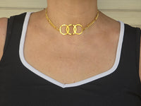 Gold Infinity Jewelry , Three Circle Choker Necklace , Minimalist Collar Necklace