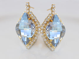 Dusty Blue Lemon Shaped Stud Earrings, Large Bridal Something Blue Jewelry Gift