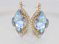 Dusty Blue Lemon Shaped Stud Earrings, Large Bridal Something Blue Jewelry Gift