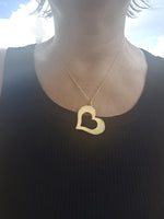Heart Asymmetric Large Pendant Necklace – Unique Anniversary Jewelry Gift for Her