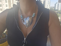 Bohemian Asymmetric Silver Heart Statement Necklace with Beads