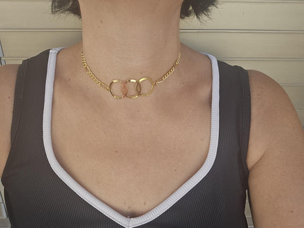 Gold Infinity Jewelry , Three Circle Choker Necklace , Minimalist Collar Necklace