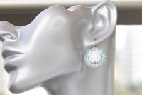 White Opal & Turquoise Crystal Bridal Silver Necklace And Earrings Set