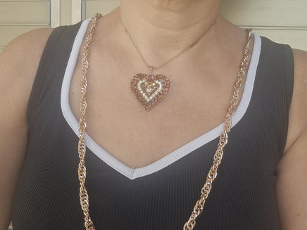 Rose Gold Brown Crystal Statement Necklace