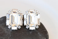 Clear Crystal Stud Earrings, Bridal Bridesmaids Elegant Jewelry