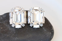 Clear Crystal Stud Earrings, Bridal Bridesmaids Elegant Jewelry