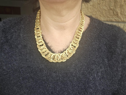 Gold Chunky Statement Evening Necklace