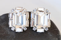 Clear Crystal Stud Earrings, Bridal Bridesmaids Elegant Jewelry