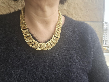 Gold Chunky Statement Evening Necklace