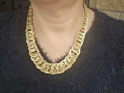 Gold Chunky Statement Evening Necklace