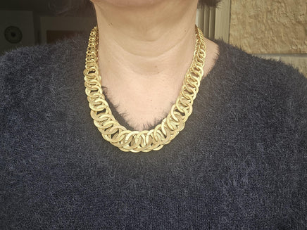 Gold Chunky Statement Evening Necklace