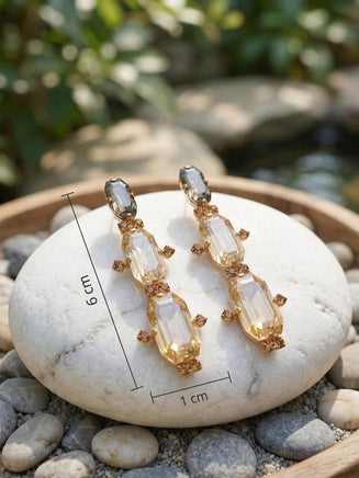 Gold Topaz & Bronze Long Earrings: Champagne Bridal Earrings
