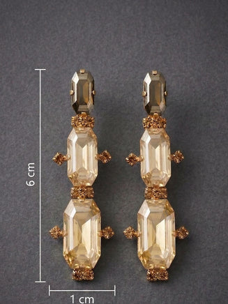 Gold Topaz & Bronze Long Earrings: Champagne Bridal Earrings