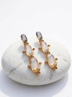 Gold Topaz & Bronze Long Earrings: Champagne Bridal Earrings