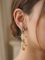 Gold Topaz & Bronze Long Earrings: Champagne Bridal Earrings
