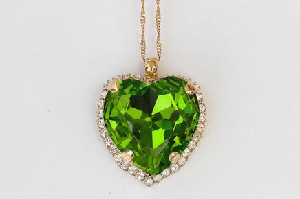 Olive Heart Necklace, Gold Heart Pendant Gift