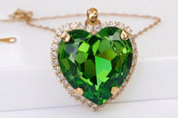 Olive Heart Necklace, Gold Heart Pendant Gift