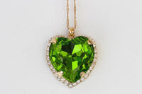 Olive Heart Necklace, Gold Heart Pendant Gift