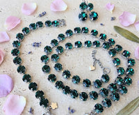 Emerald Green Crystal Jewelry Set, Formal Necklace Bracelet And Earrings Set