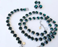 Emerald Green Crystal Jewelry Set, Formal Necklace Bracelet And Earrings Set