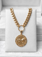 Gold Coin Horse Necklace – Chunky Vintage Statement