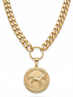 Gold Coin Horse Necklace – Chunky Vintage Statement