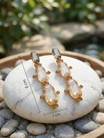 Gold Topaz & Bronze Long Earrings: Champagne Bridal Earrings