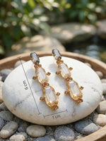Gold Topaz & Bronze Long Earrings: Champagne Bridal Earrings