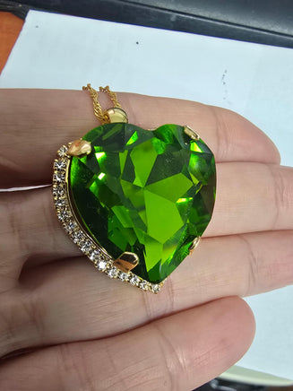 Olive Heart Necklace, Gold Heart Pendant Gift