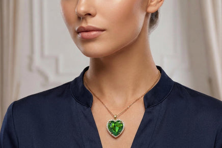 Olive Heart Necklace, Gold Heart Pendant Gift