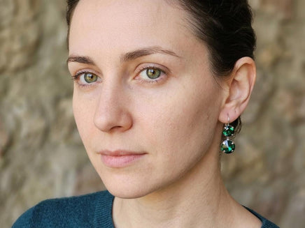 Emerald Green Crystal Jewelry Set, Formal Necklace Bracelet And Earrings Set