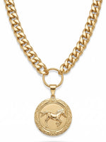 Gold Coin Horse Necklace – Chunky Vintage Statement